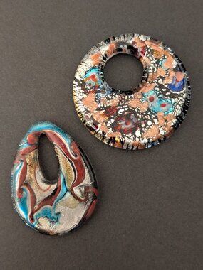 2 arty glass pendants